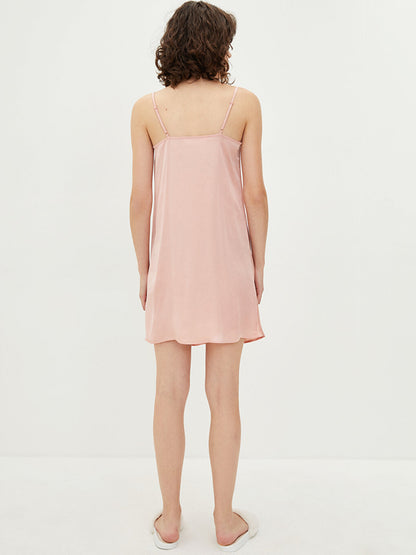 Women's Nightgown with Degaje Collar and Straps