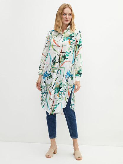 Floral Long Sleeve Women's Shirt Tunic