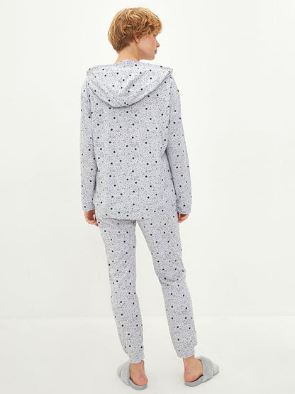 Hooded Star Patterned Long Sleeve Women's Pajama Set