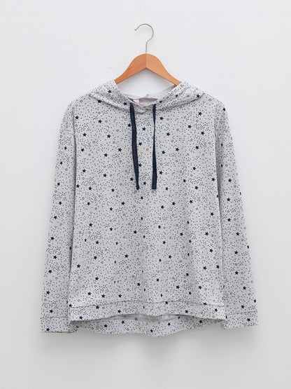 Hooded Star Patterned Long Sleeve Women's Pajama Set