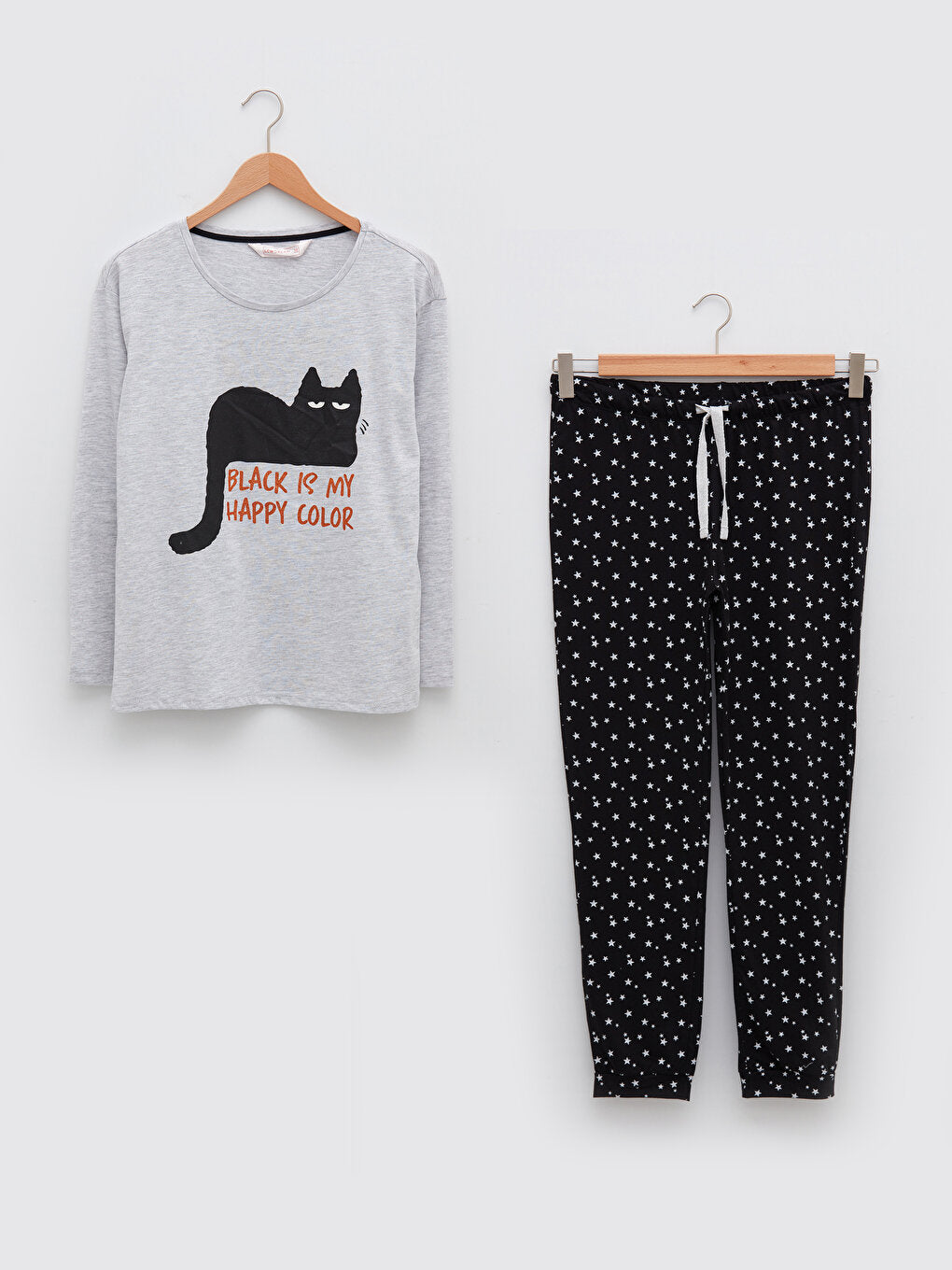 Crew Neck Printed Long Sleeve Women's Pajama Set