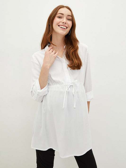 Viscose Maternity Shirt Tunic with Tie Waist Detail