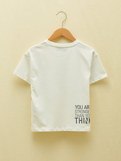 Crew Neck Printed Short Sleeve Organic Cotton Girls' T-Shirt