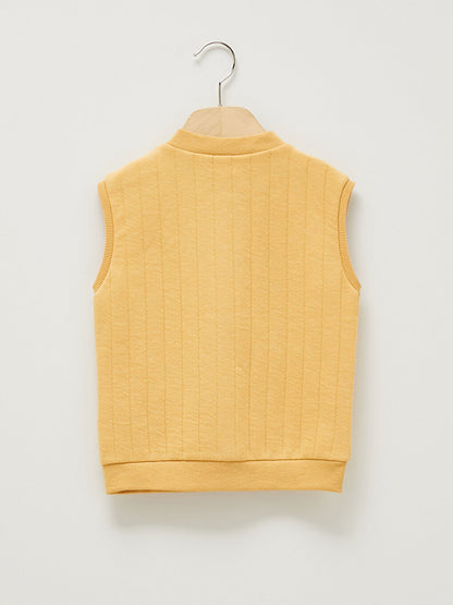 Crew Neck Self Patterned Baby Boy Vest