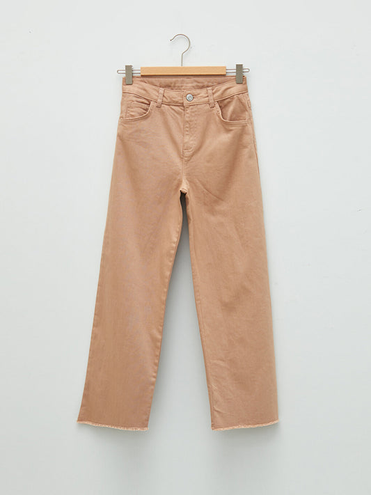 Basic Gabardine Wide Leg Girls' Trousers