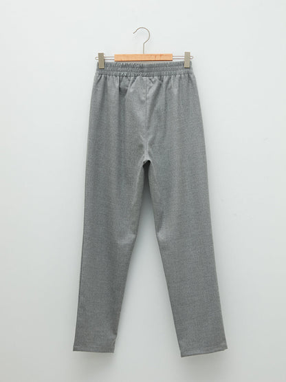 Basic Girl's Trousers with Elastic Waist