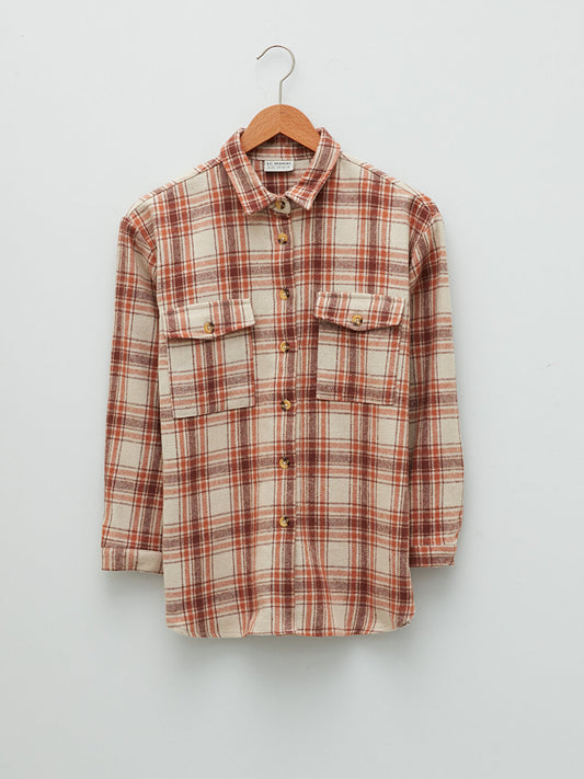 Plaid Long Sleeve Gabardine Girl's Shirt