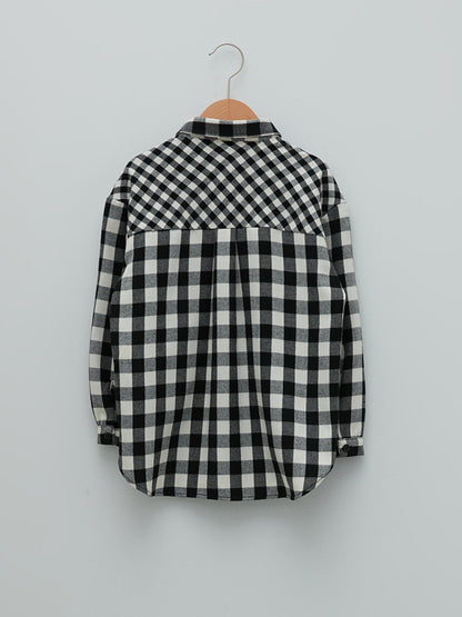 Plaid Long Sleeve Gabardine Girl's Shirt