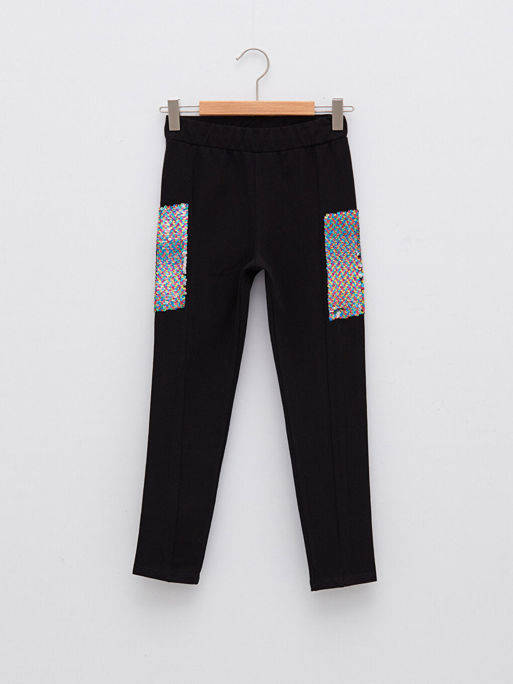 Sequined Girls' Sweatpants with Elastic Waist