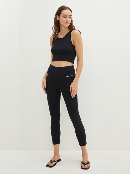 Tight Fit Women's Leggings with Zipper Pocket Detail