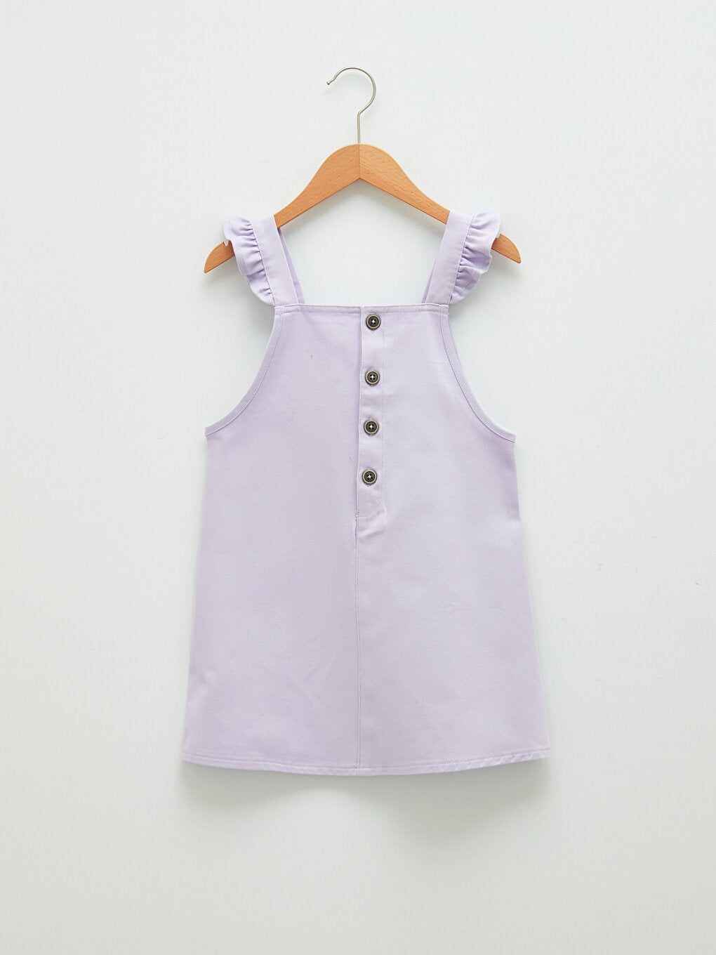 Square Neck Basic Strap Gabardine Girl's Salopet Dress