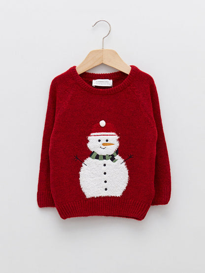 Crew Neck Long Sleeve Patterned Baby Boy Knitwear Sweater