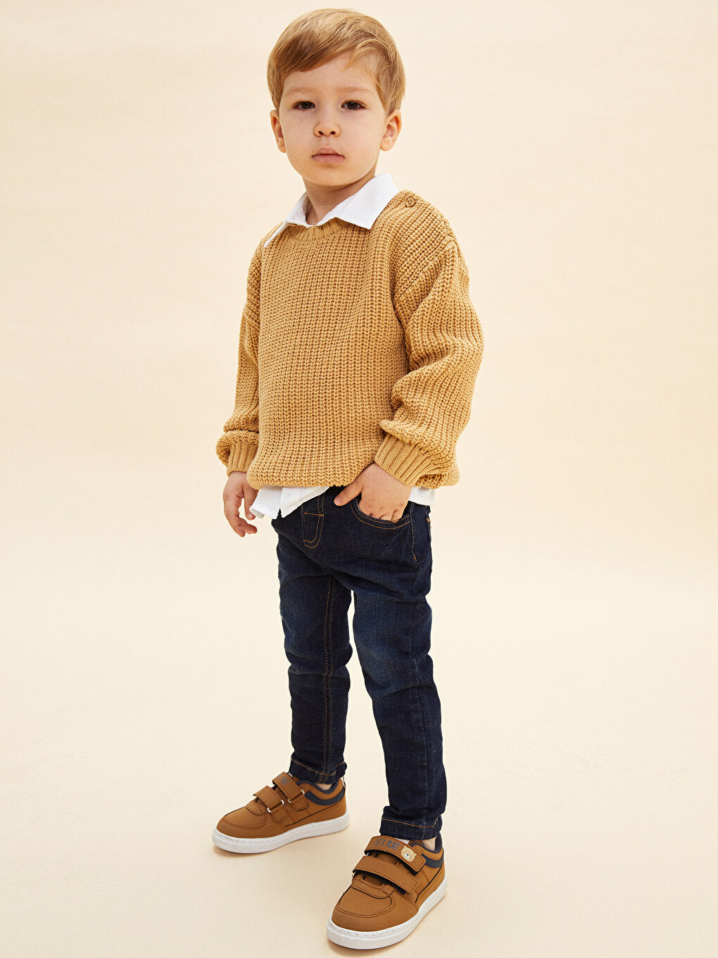 Crew Neck Long Sleeve Basic Baby Boy Knitwear Sweater