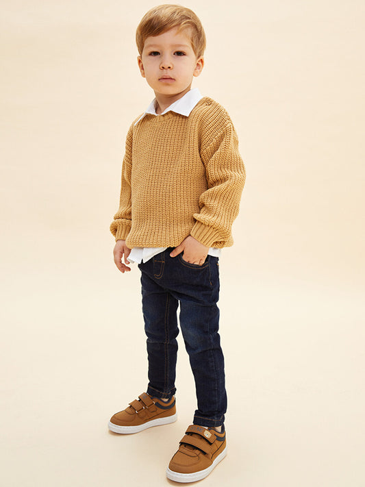 Crew Neck Long Sleeve Basic Baby Boy Knitwear Sweater