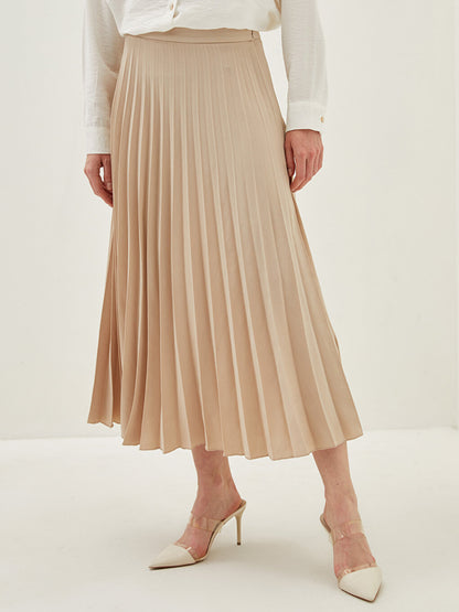 Medina Silk Fabric Women's Pleated Skirt with Elastic Waist