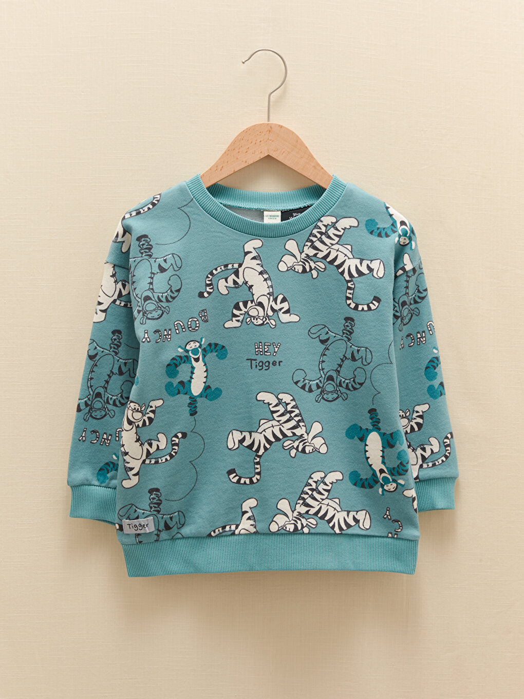 Crew Neck Long Sleeve Tigger Printed Cotton Baby Boy Sweatshirt