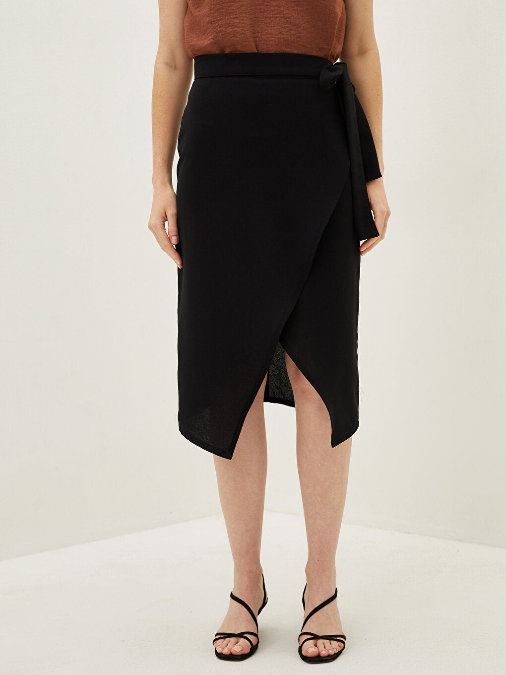 Women's Pencil Skirt with Elastic Waist Slit Detail