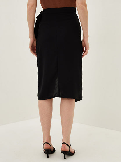 Women's Pencil Skirt with Elastic Waist Slit Detail