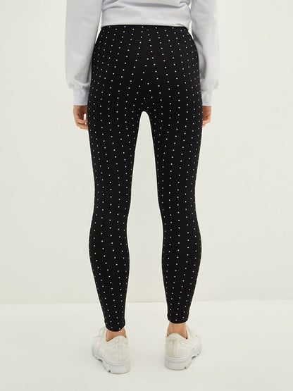 Polka Dot Women's Leggings with Elastic Waist