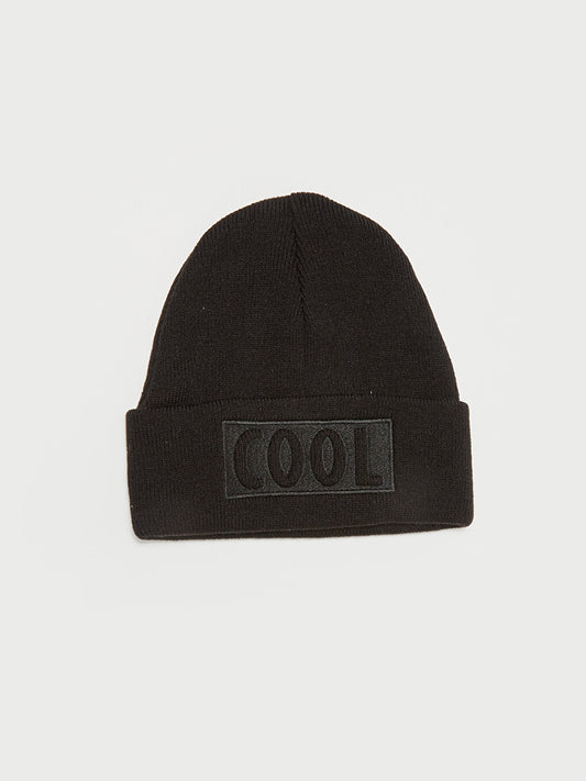 Text Printed Boy's Knitwear Beanie