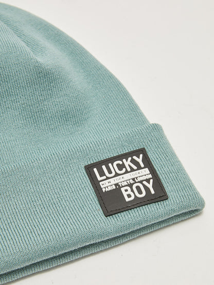 Label Printed Boy's Knitwear Beanie