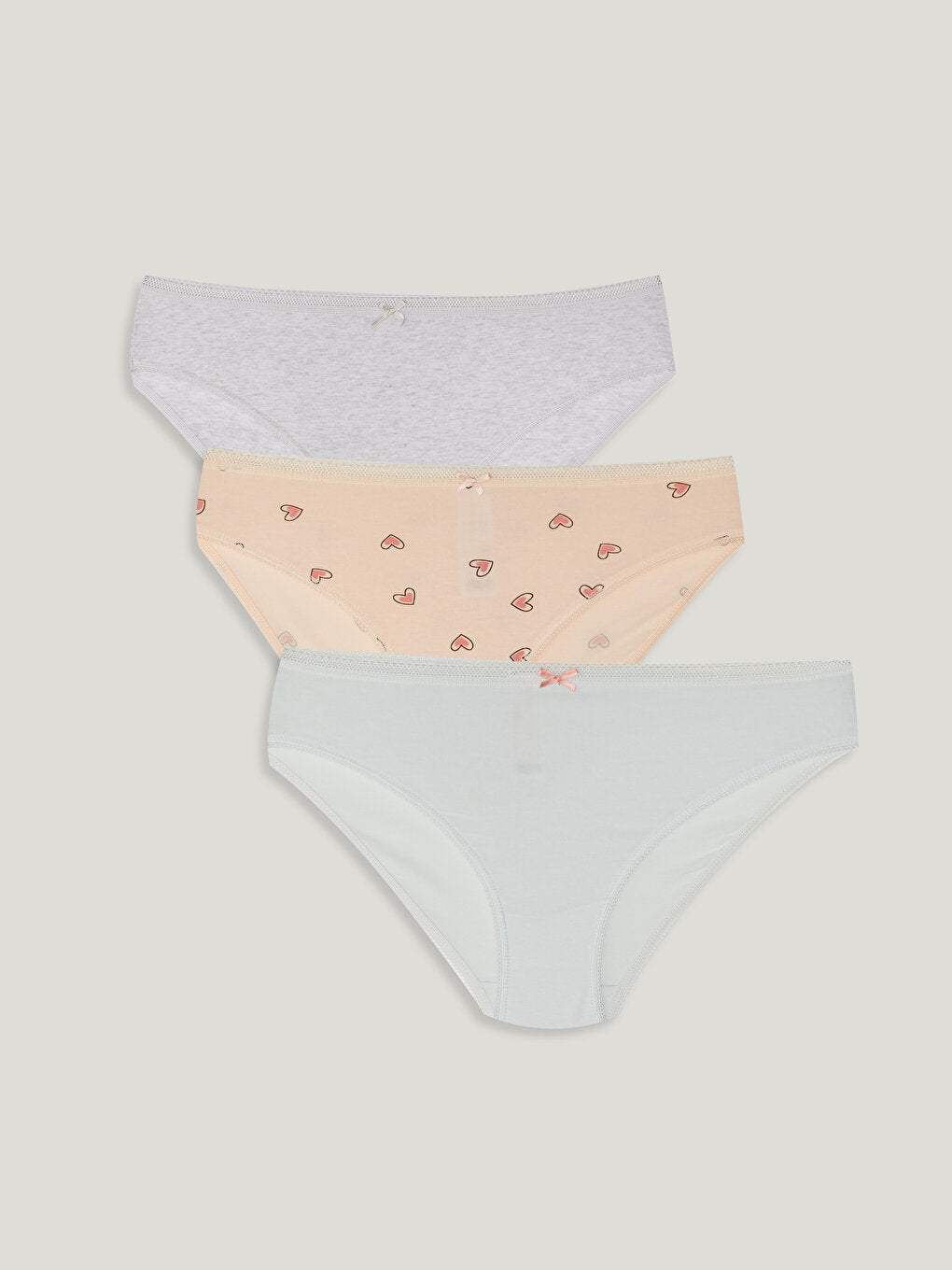 Plain Bow Detailed Bikini Panties 3-Piece Panties