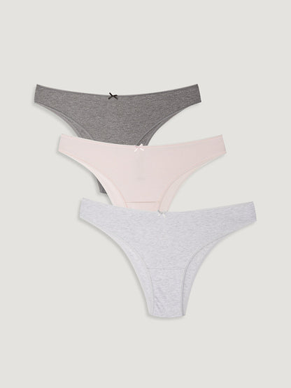 Bow Detailed Cotton Bikini Panties 3 Pack