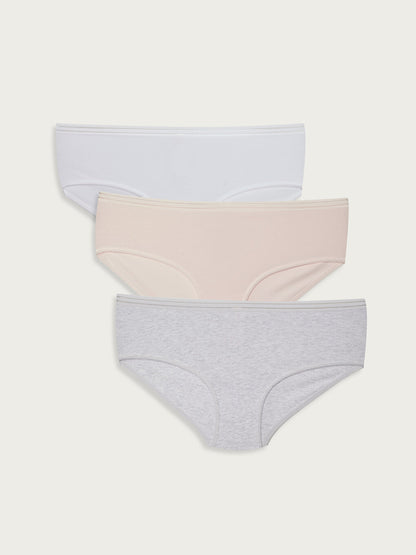 Plain Cotton Hipster Panties 3 Pack