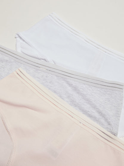 Plain Cotton Hipster Panties 3 Pack