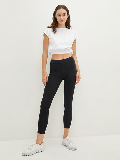 Women's Leggings with Elastic Waist and Stripe Detail