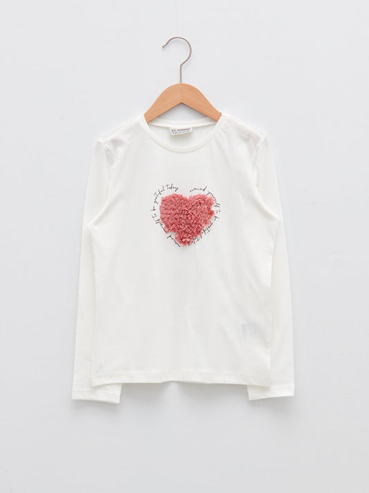 Crew Neck Embroidered Long Sleeve Girls' T-Shirt