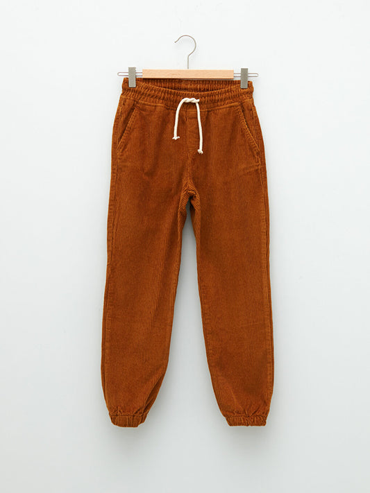 Basic Velvet Boy's Jogger Trousers with Elastic Waist