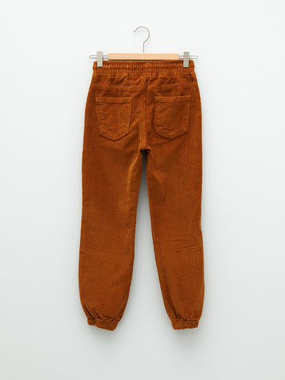 Basic Velvet Boy's Jogger Trousers with Elastic Waist