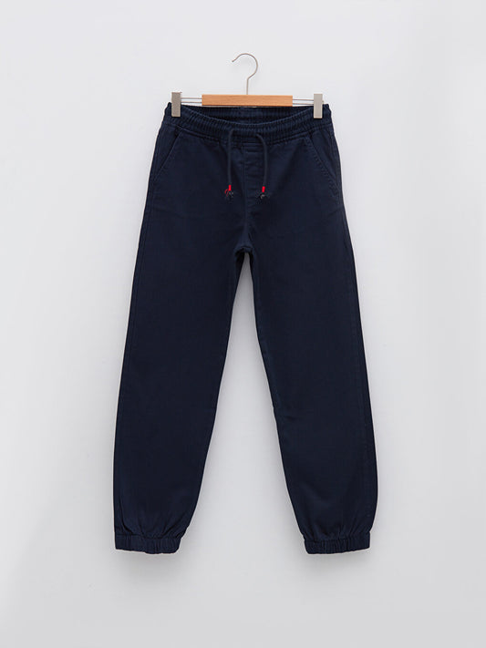 Basic Cotton Boy Trousers with Elastic Waist