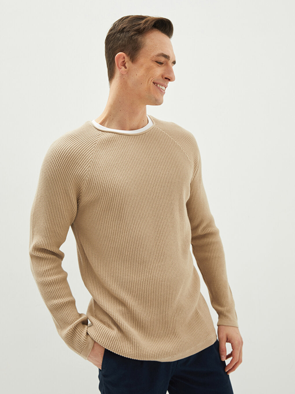 Crew Neck Long Sleeve Thin Men's Knitwear Sweater