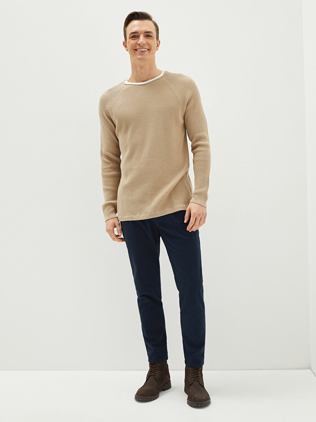 Crew Neck Long Sleeve Thin Men's Knitwear Sweater