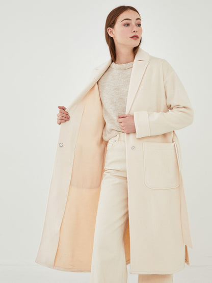 Jacket Collar Belted Long Women's Cashmere Coat