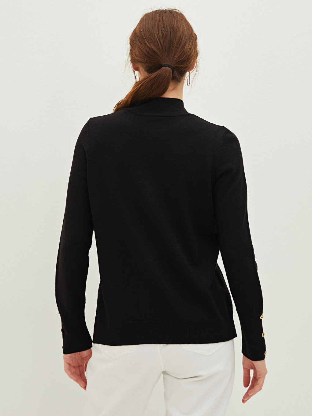 Half Turtleneck Plain Long Sleeve Women's Knitwear Sweater