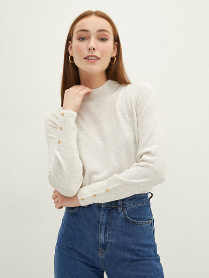 Half Turtleneck Plain Long Sleeve Women's Knitwear Sweater