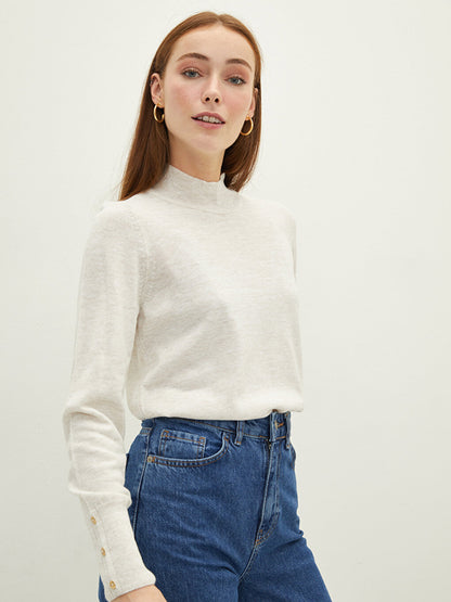 Half Turtleneck Plain Long Sleeve Women's Knitwear Sweater