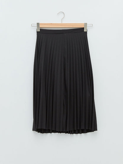 Women's Elastic Waist Straight Pleated Skirt