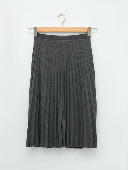 Women's Elastic Waist Straight Pleated Skirt