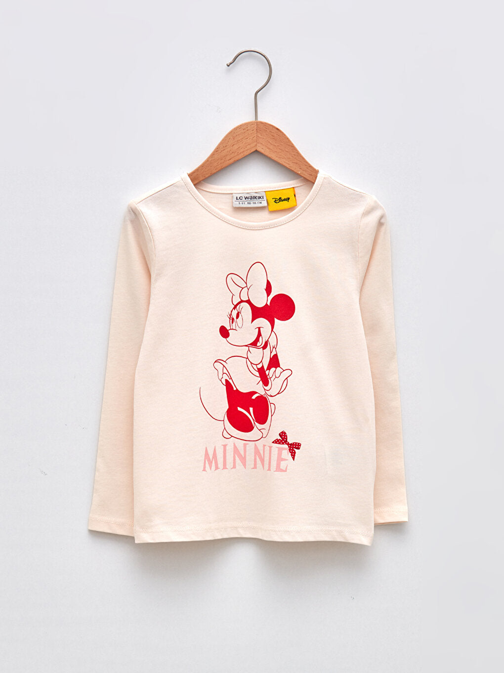 Crew Neck Minnie Mouse Printed Long Sleeve Cotton Girls' T-Shirt