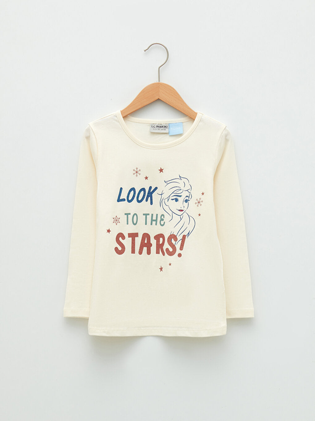 Crew Neck Elsa Printed Long Sleeve Girls' T-Shirt