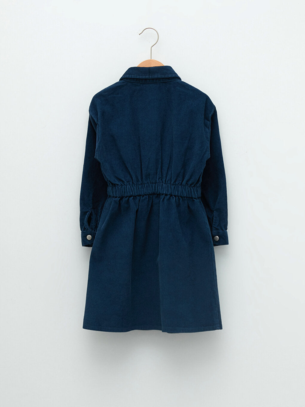 Shirt Collar Basic Long Sleeve Velvet Girls' Dress