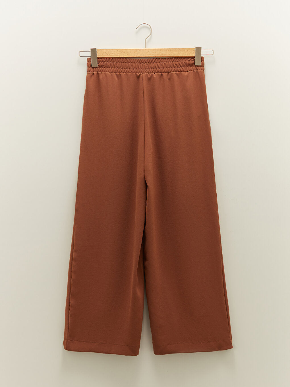 Elastic Waist Loose Fit Women's Palazzo Pants with Pocket Detail