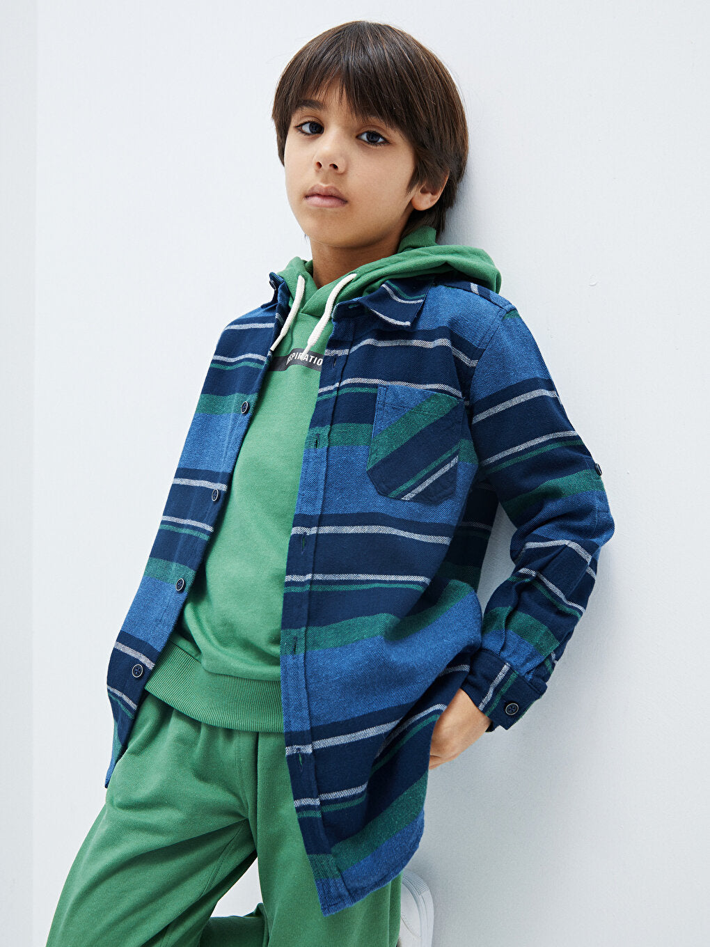 Striped Long Sleeve Cotton Boy's Shirt