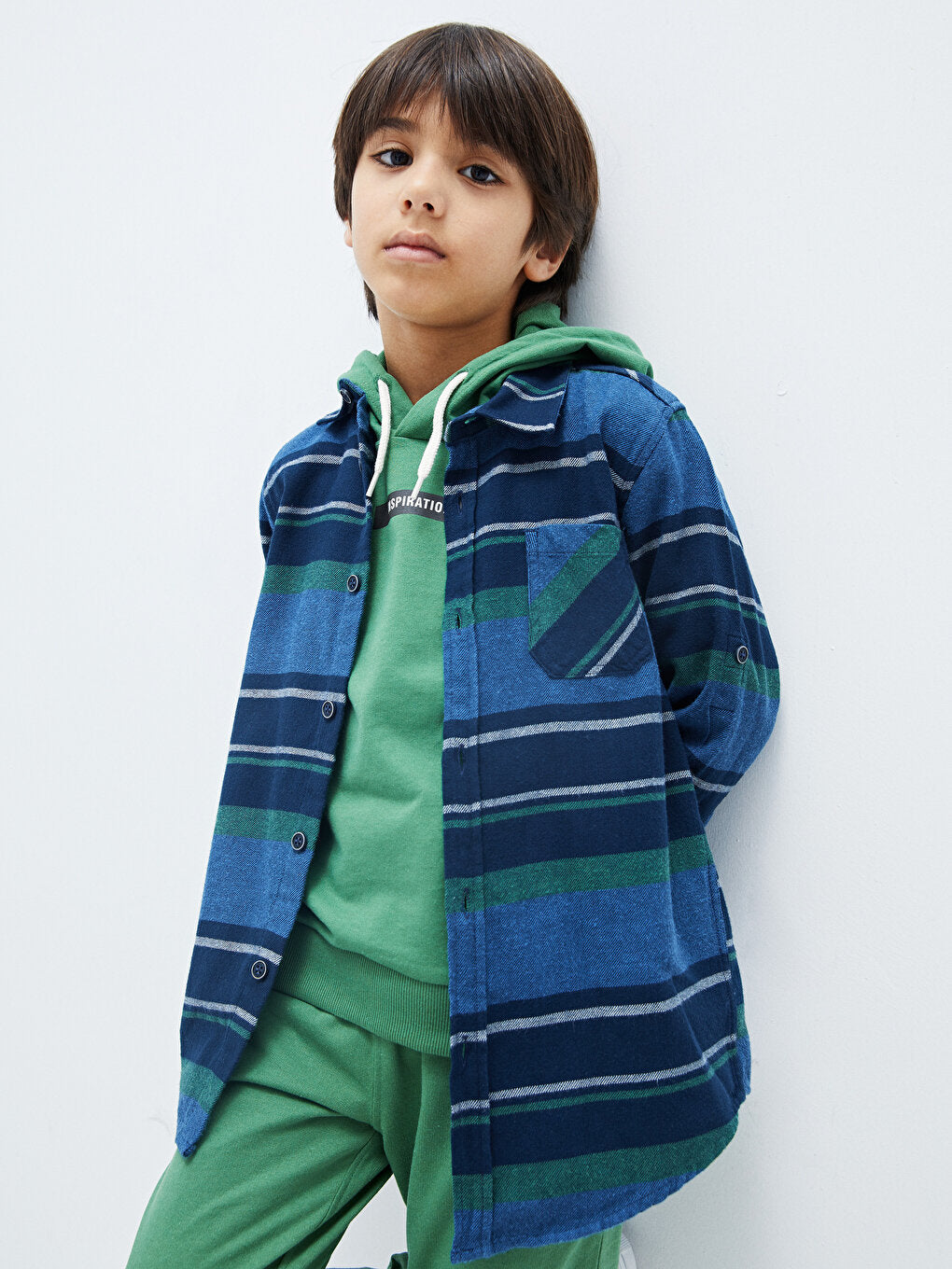 Striped Long Sleeve Cotton Boy's Shirt