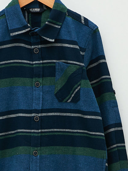 Striped Long Sleeve Cotton Boy's Shirt