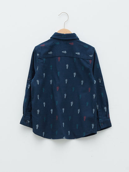 Patterned Long Sleeve Cotton Boy's Shirt